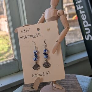 Hand Crafted Blue and Silver Beaded Earrings